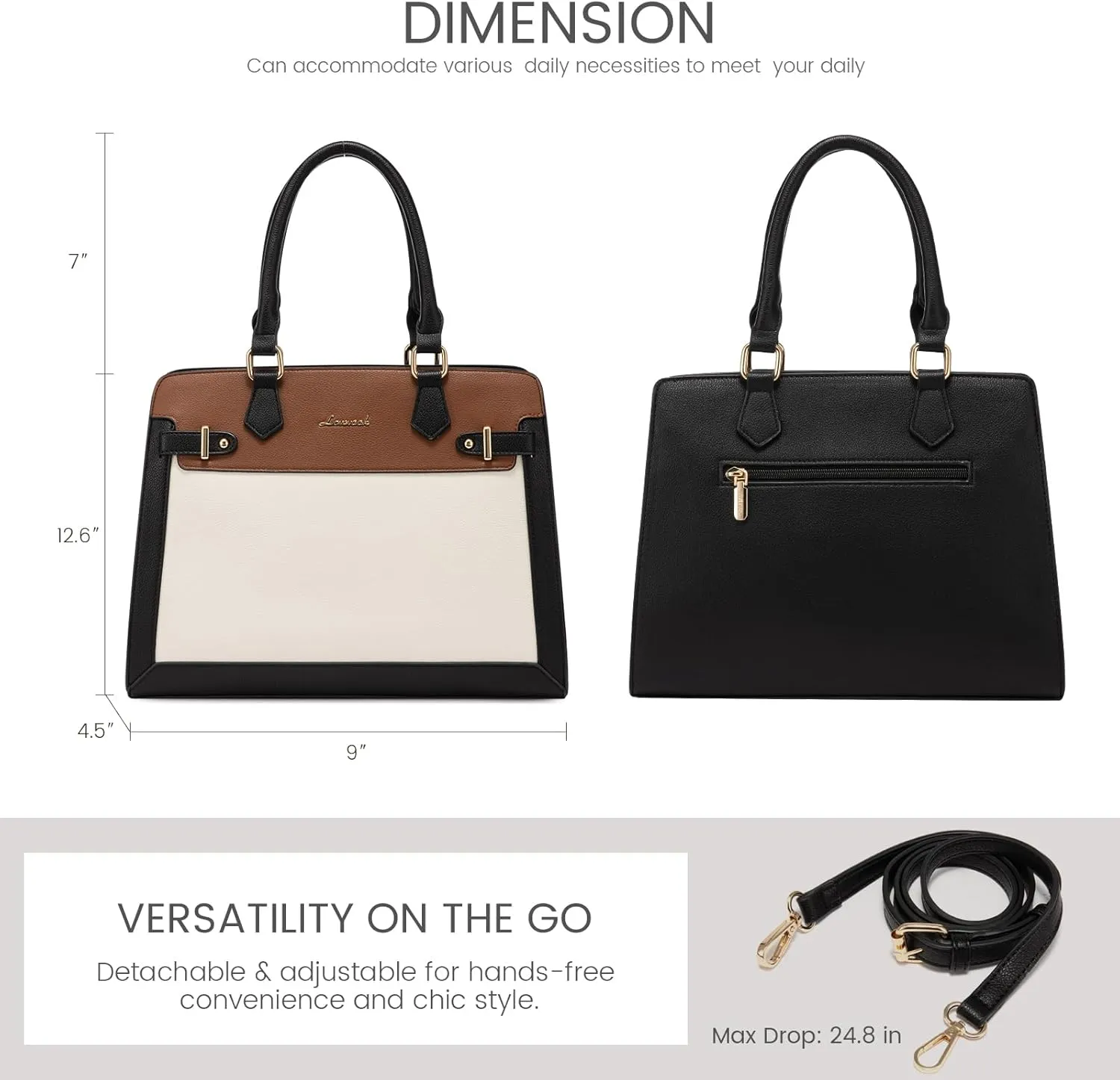 LOVEVOOK Purses and Handbags for Women, Tote Shoulder Bag Satchel Black Purse and PU Leather Top Handle for ladies