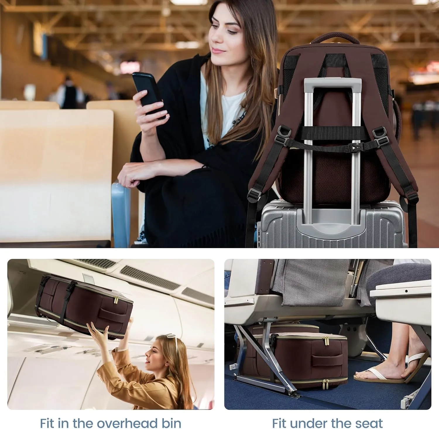 LOVEVOOK Travel Backpack For Women,40L Carry On Backpack Flight Approved,TSA Personal Item Travel Bag Fits 17 Inch Laptop,Business Weekender Overnight Daypack with Toiletry Bag and Cubes
