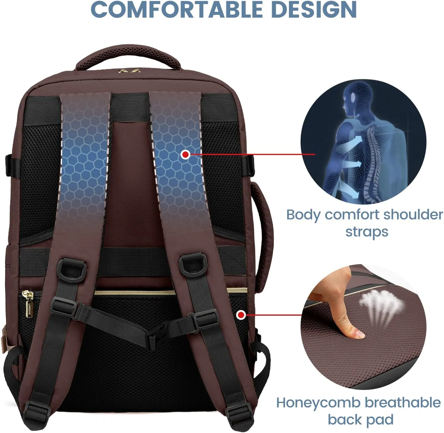 LOVEVOOK Travel Backpack For Women,40L Carry On Backpack Flight Approved,TSA Personal Item Travel Bag Fits 17 Inch Laptop,Business Weekender Overnight Daypack with Toiletry Bag and Cubes
