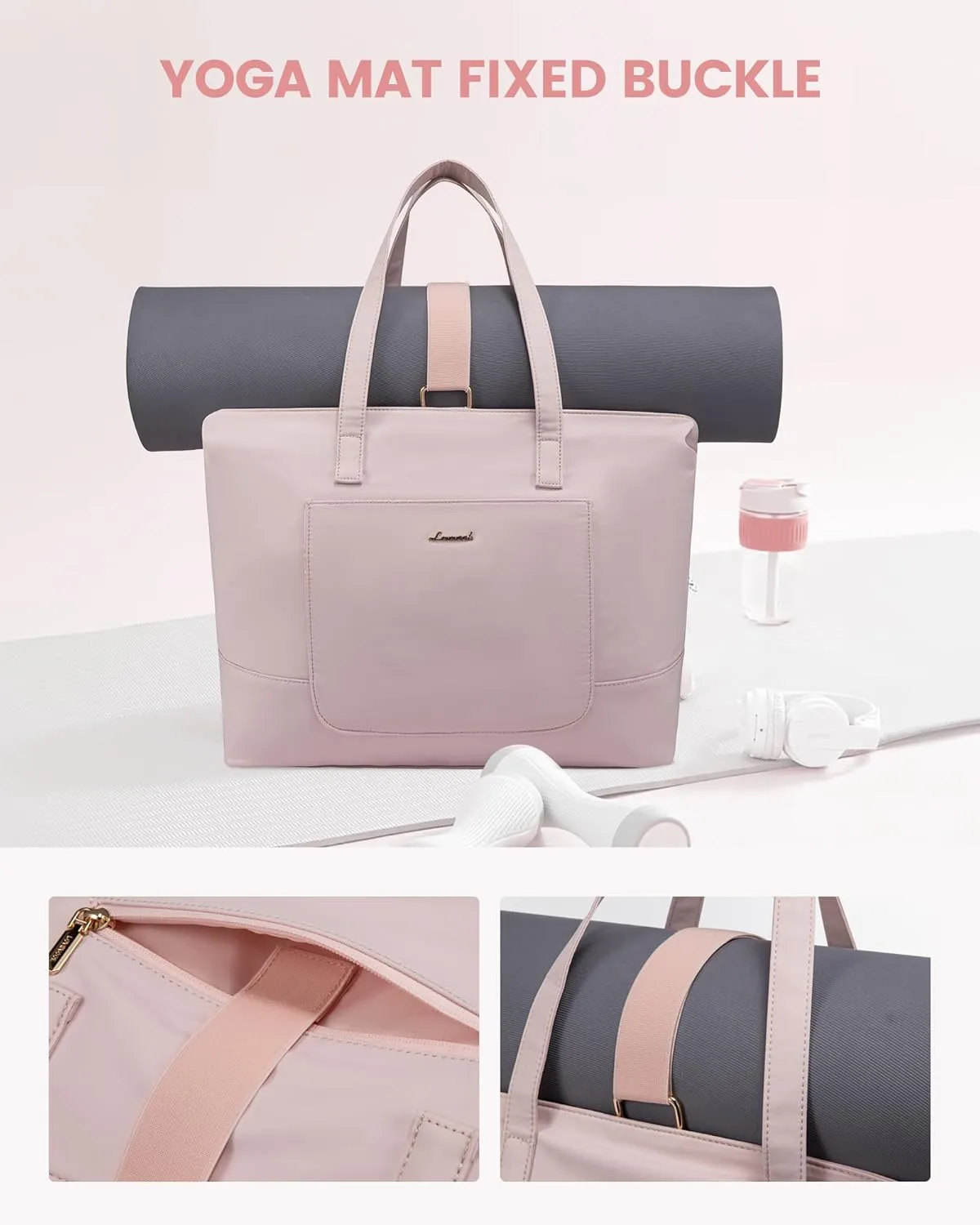 LOVEVOOK Work Tote with Laptop Compartment for Nurse Travel Commuter, Gym Bag with Yoga Mat Strap