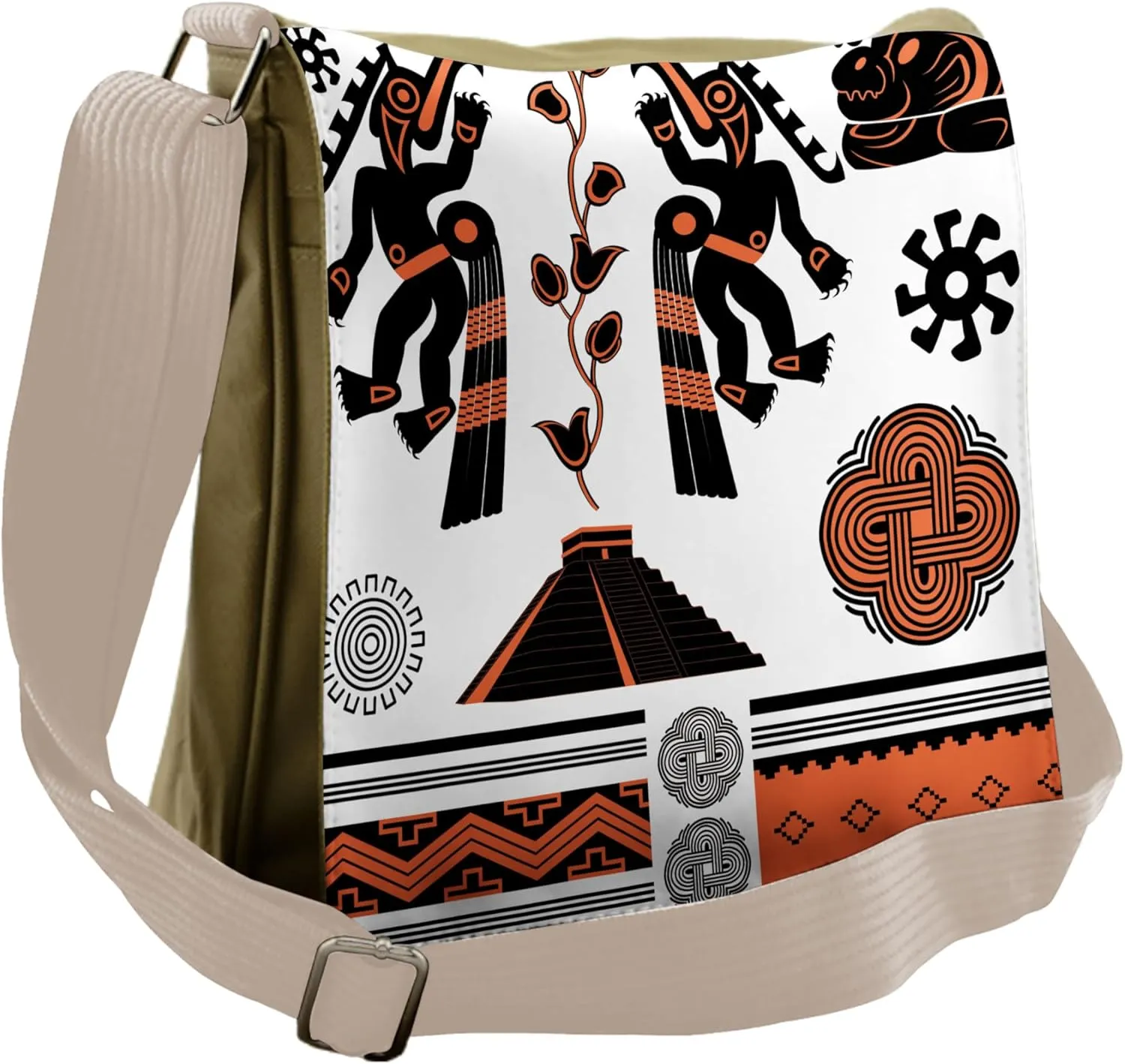 Lunarable Aztec Messenger Bag, Cultural Elements, Unisex Cross-body