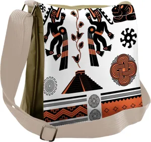 Lunarable Aztec Messenger Bag, Cultural Elements, Unisex Cross-body