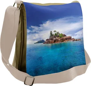 Lunarable Island Messenger Bag, Rocky Jungle at the Coast, Unisex Cross-body