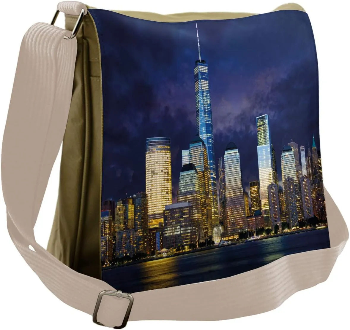 Lunarable Landscape Messenger Bag, New York USA Manhattan, Unisex Cross-body