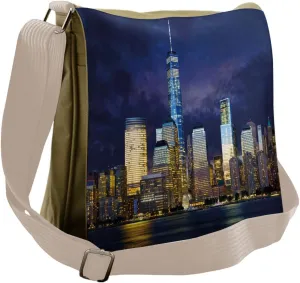 Lunarable Landscape Messenger Bag, New York USA Manhattan, Unisex Cross-body