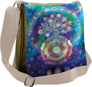 Lunarable Mandala Messenger Bag, Ancient Tree of Life Sign, Unisex Cross-body