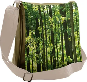 Lunarable Nature Messenger Bag, Refreshing Maple Forest, Unisex Cross-body