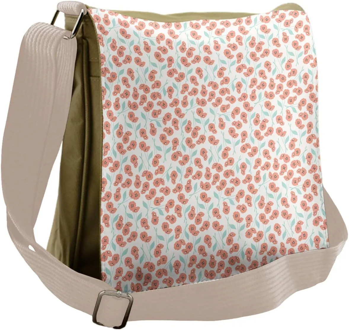 Lunarable Poppy Flower Messenger Bag, Thriving Garden Botany, Unisex Cross-body