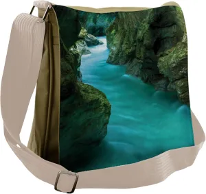 Lunarable Waterfall Messenger Bag, Alpine River Caves Travel, Unisex Cross-body
