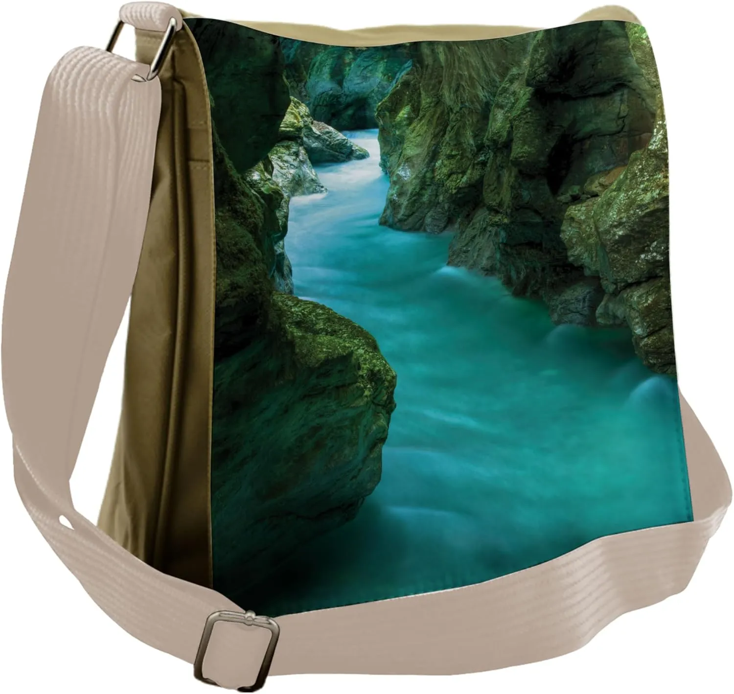 Lunarable Waterfall Messenger Bag, Alpine River Caves Travel, Unisex Cross-body