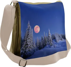 Lunarable Winter Messenger Bag, Full Moon Idyllic Habitat, Unisex Cross-body