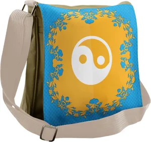Lunarable Ying Yang Messenger Bag, Martial Arts Asian, Unisex Cross-body