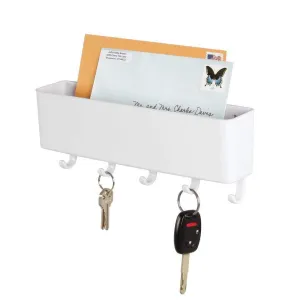 Mail Holder Key Rack Letter Home Organizer Wall Mount Coat Hook Storage White