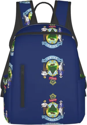 Maine State Flag print Lightweight Laptop Backpack Travel Daypack Bookbag for Women Men for Travel Work