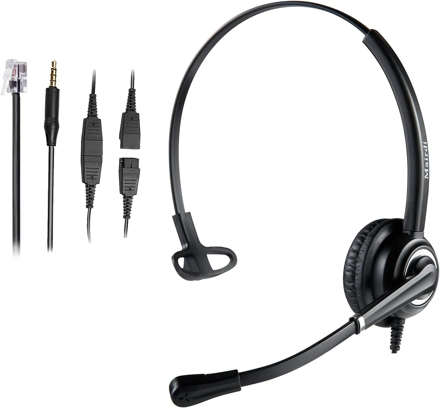MAIRDI Office Headset with Microphone Noise Canceling, with RJ9 & 3.5mm Jack for Landline Deskphone Cell Phone PC Laptop, Telephone Headset for Call Center Phone, Work for Polycom Avaya Nortel