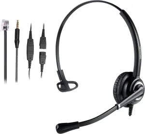 MAIRDI Office Headset with Microphone Noise Canceling, with RJ9 & 3.5mm Jack for Landline Deskphone Cell Phone PC Laptop, Telephone Headset for Call Center Phone, Work for Polycom Avaya Nortel
