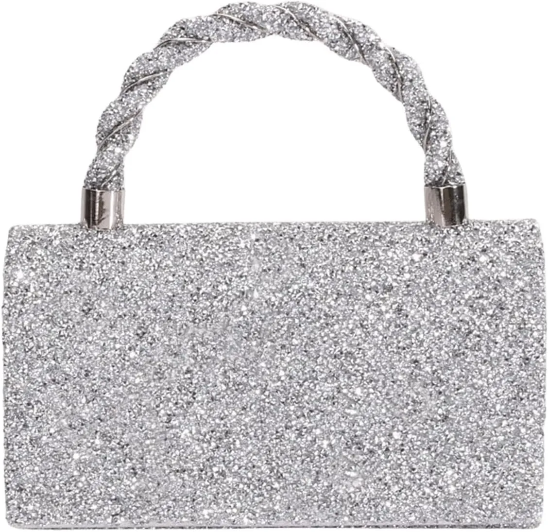 MakeMeChic Women's Evening Bags Glitter Top Handle Single Strap Clutch Handbag Mini Shoulder Bags