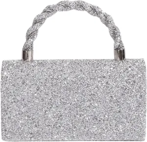 MakeMeChic Women's Evening Bags Glitter Top Handle Single Strap Clutch Handbag Mini Shoulder Bags