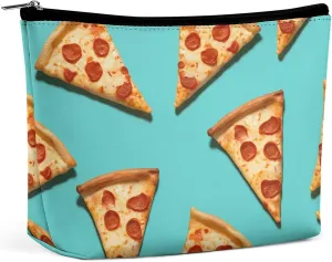 Makeup Bag Portable Cosmetic Bag Green Pizza Slices Toiletry Bag Makeup Organizer Case Large Capacity Zipper Pouch Travel Toiletry Pouch for Women Men