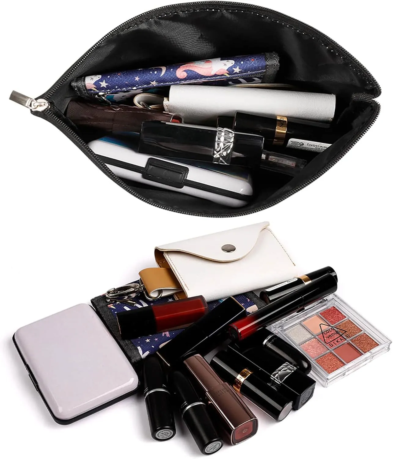 Makeup Bag Portable Cosmetic Bag Green Pizza Slices Toiletry Bag Makeup Organizer Case Large Capacity Zipper Pouch Travel Toiletry Pouch for Women Men