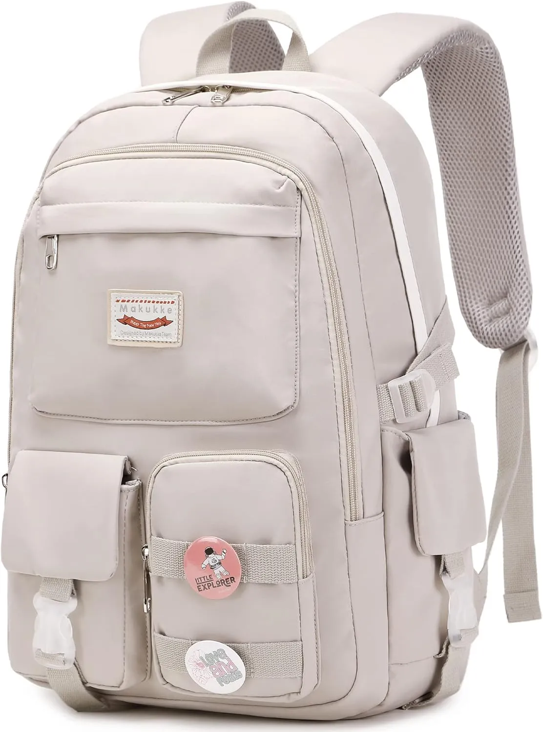 Makukke School Backpacks for Teen Girls - Laptop Backpacks 15.6 Inch College Cute Bookbag Anti Theft Women Casual Daypack,Gray
