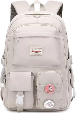 Makukke School Backpacks for Teen Girls - Laptop Backpacks 15.6 Inch College Cute Bookbag Anti Theft Women Casual Daypack,Gray