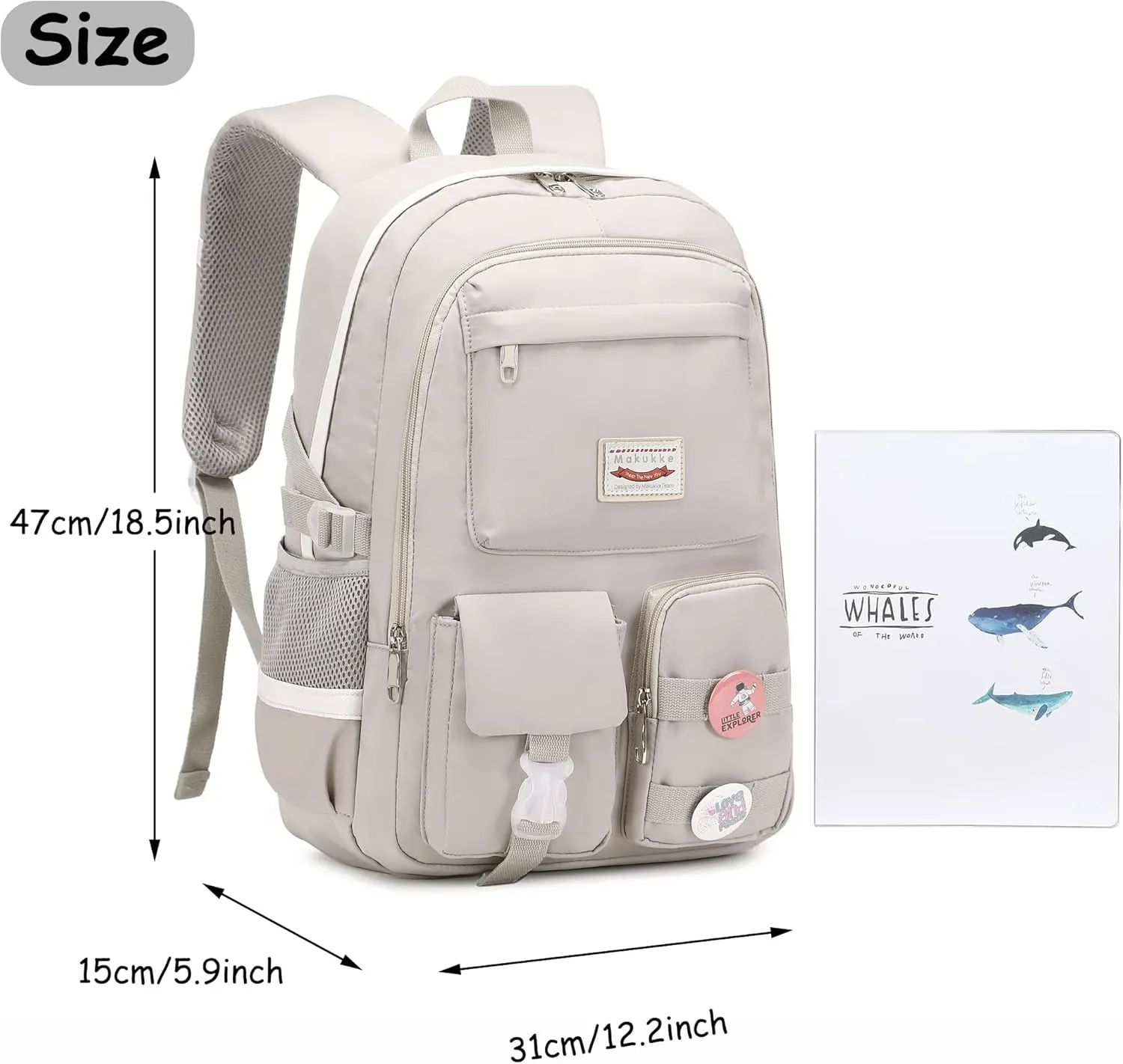 Makukke School Backpacks for Teen Girls - Laptop Backpacks 15.6 Inch College Cute Bookbag Anti Theft Women Casual Daypack,Gray