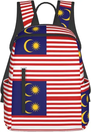 Malaysia Flag print Lightweight Laptop Backpack Travel Daypack Bookbag for Women Men for Travel Work