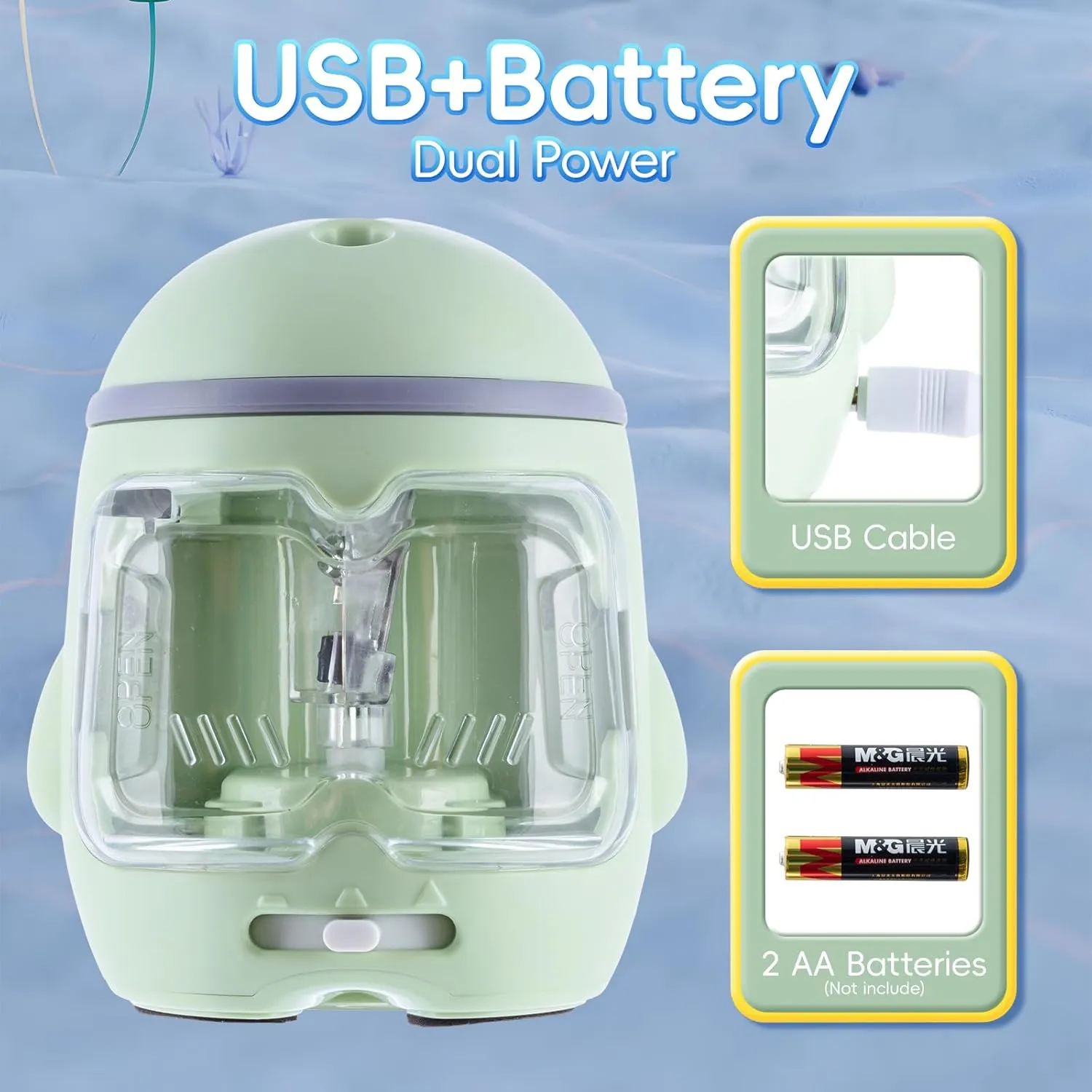 M&G Electric Pencil Sharpener, Portable Pencil Sharpener Battery/USB Dual Power Operated Sharpener for Pencils Kids Students Home Classroom School Office (Cute Duck)