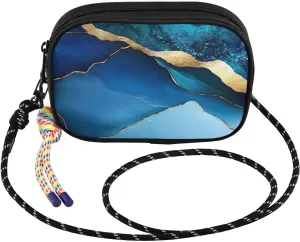 Marble Gold Blue Crossbody Bag for Women Cell Phone Purses Women's Small Shoulder Handbags Wallet Purse with Strap