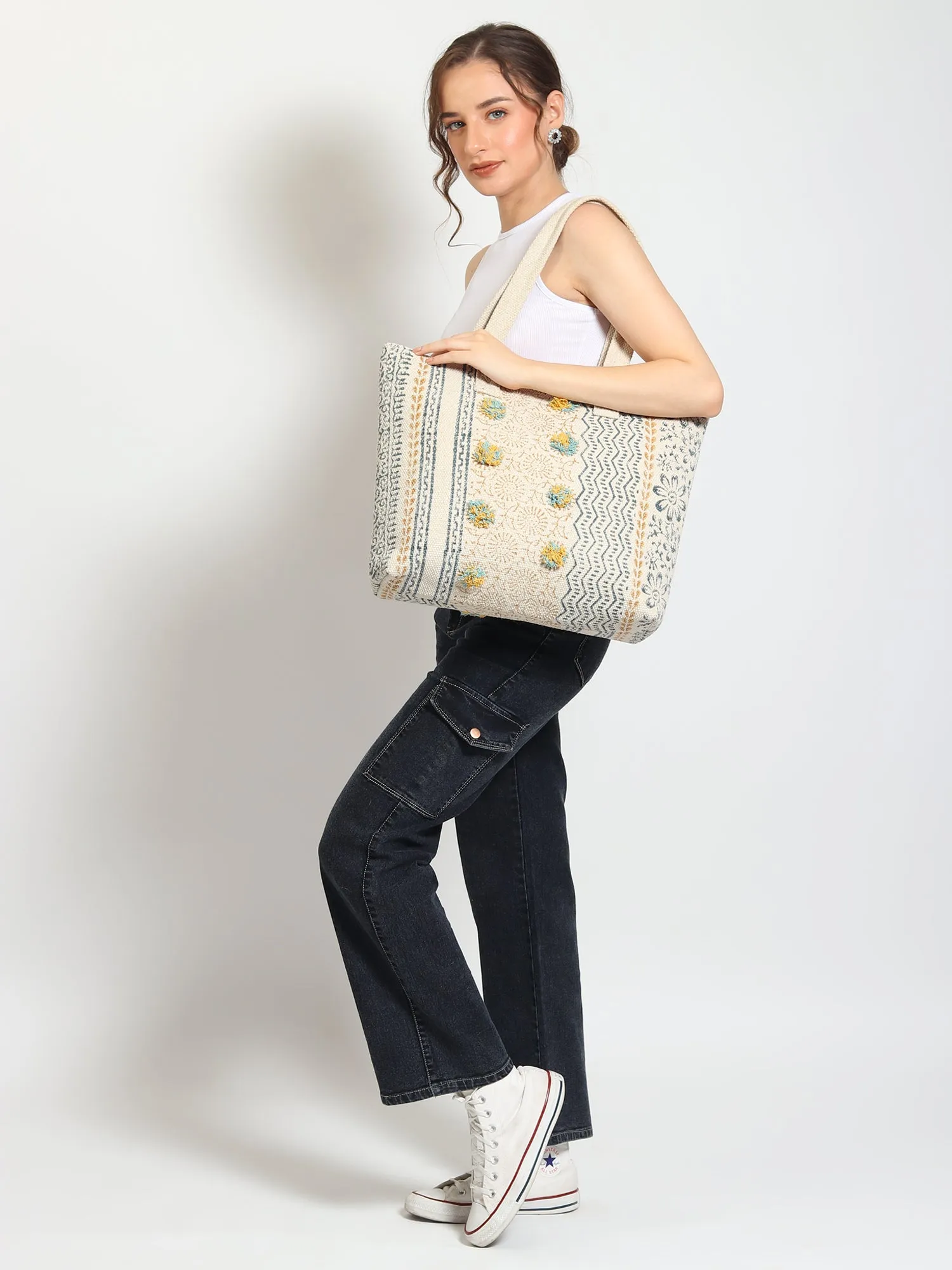 MARS - HAND BLOCK COTTON PRINTED TOTE BAG