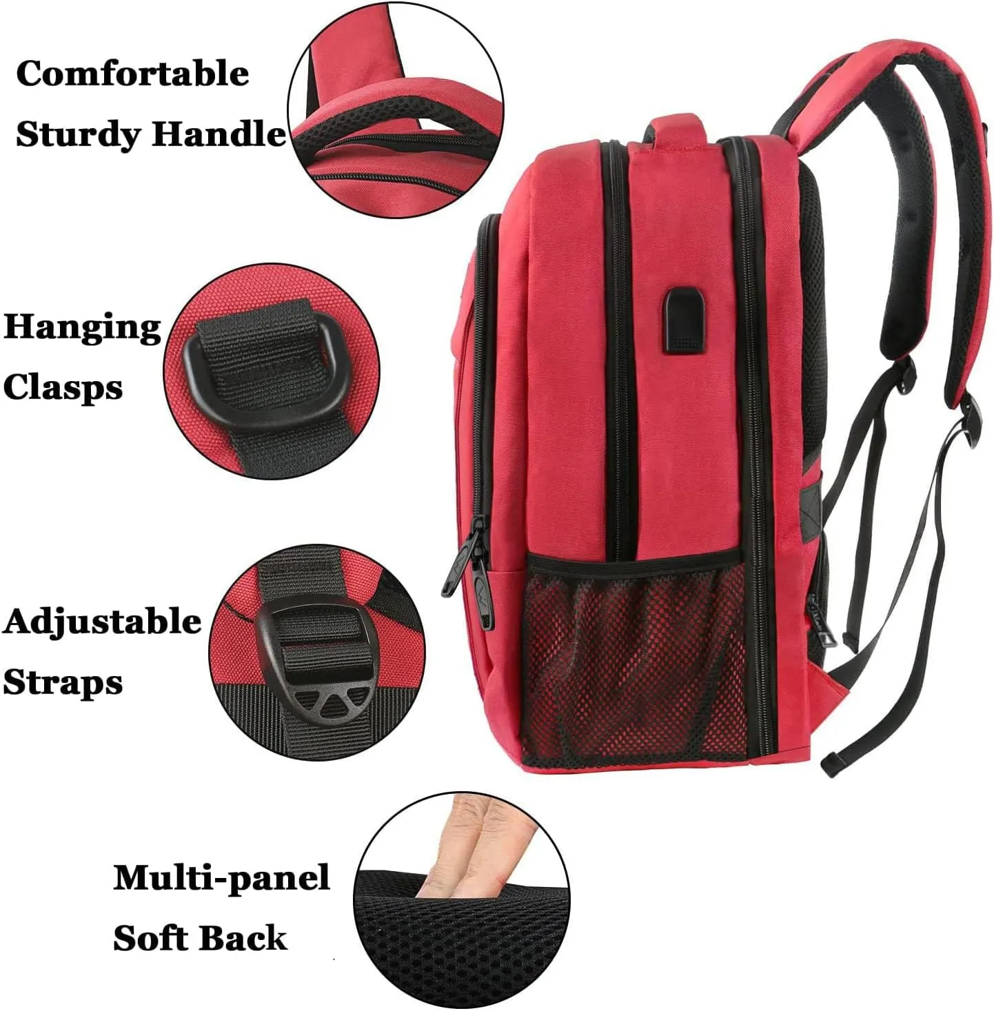 MATEIN 17 Inch Laptop Backpack for Women, Extra Large TSA Friendly Backpack with USB Charging Port, Anti Theft Carry On Flight Approved Business Work Travel College Computer Backpack Bag,Red