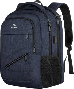 MATEIN Extra Large Laptop Backpack for Men, 50 L Travel Backpack Carry On TSA Approved with USB Port and Trolley Sleeve, Waterproof Work Business Bag Fits 18.4 Inch Computer Notebook, Dark Blue