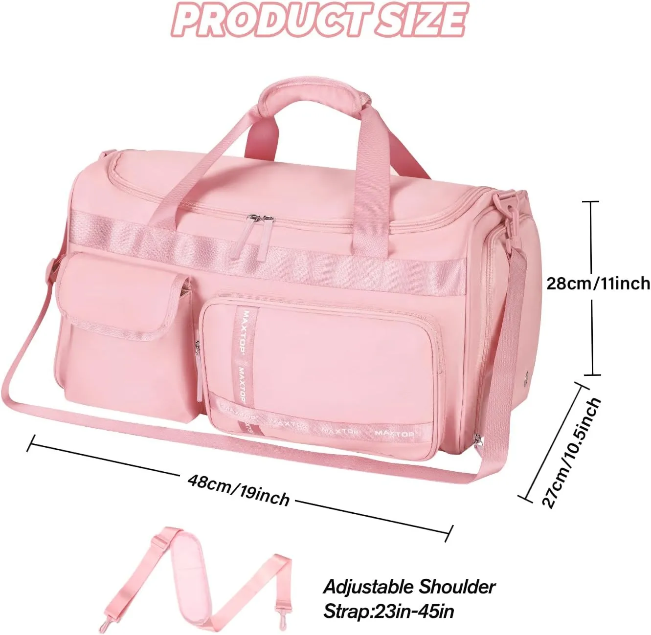 MAXTOP Gym Bag for Women Men Travel Duffle Bag Large Capacity Carry On Weekender Overnight Bag With Shoe Compartment Gym Tote Dry Wet Separation Duffel Bag for Travel