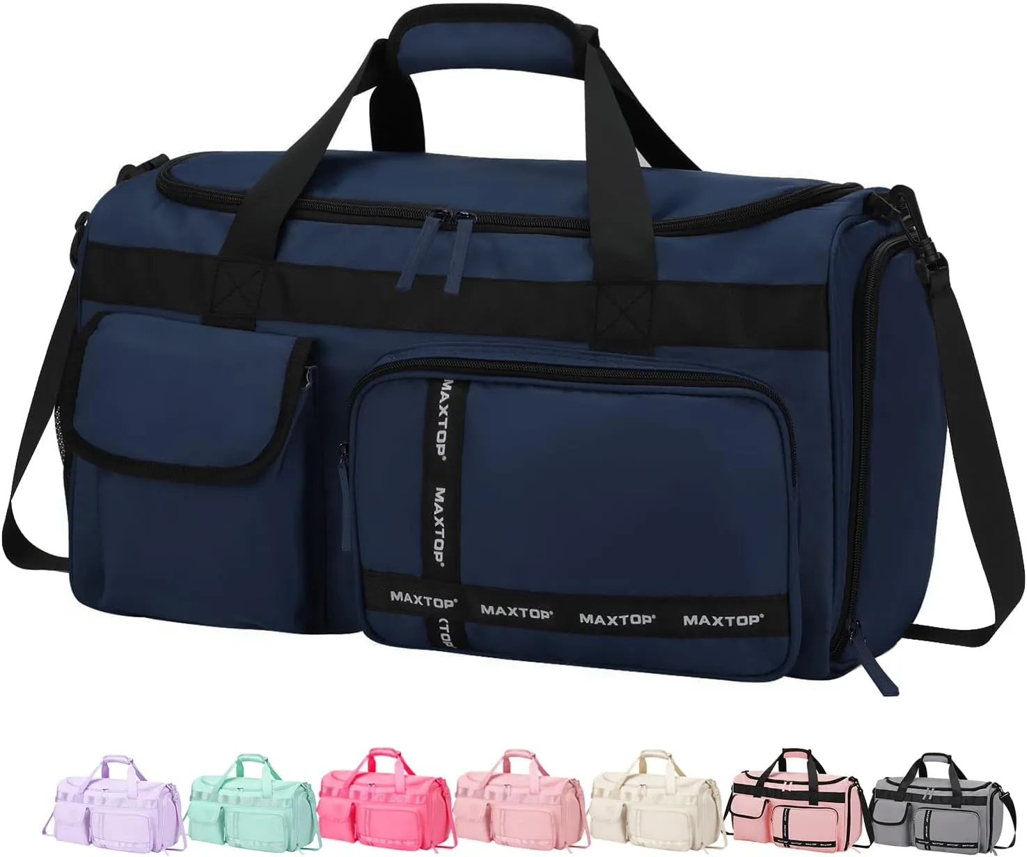 MAXTOP Gym Bag for Women Men Travel Duffle Bag Large Capacity Carry On Weekender Overnight Bag With Shoe Compartment Gym Tote Dry Wet Separation Duffel Bag for Travel