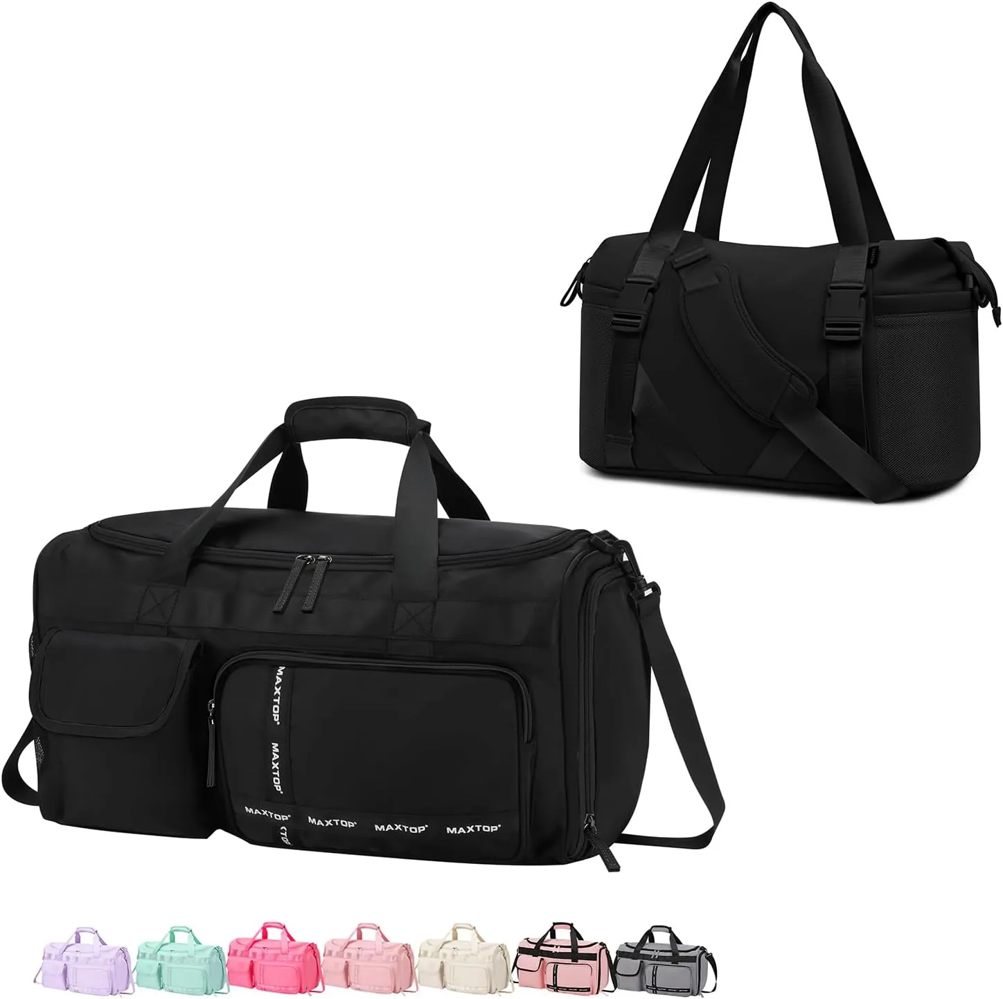 MAXTOP Large Gym Bag for Men Women with Shoe Compartment Wet Dry Separation Black Carry on Duffle Bag for Travel Sports Yoga Fitness Weekend Outdoor Activities MAXTOP Yoga Tote Bag with Shoe Pouch