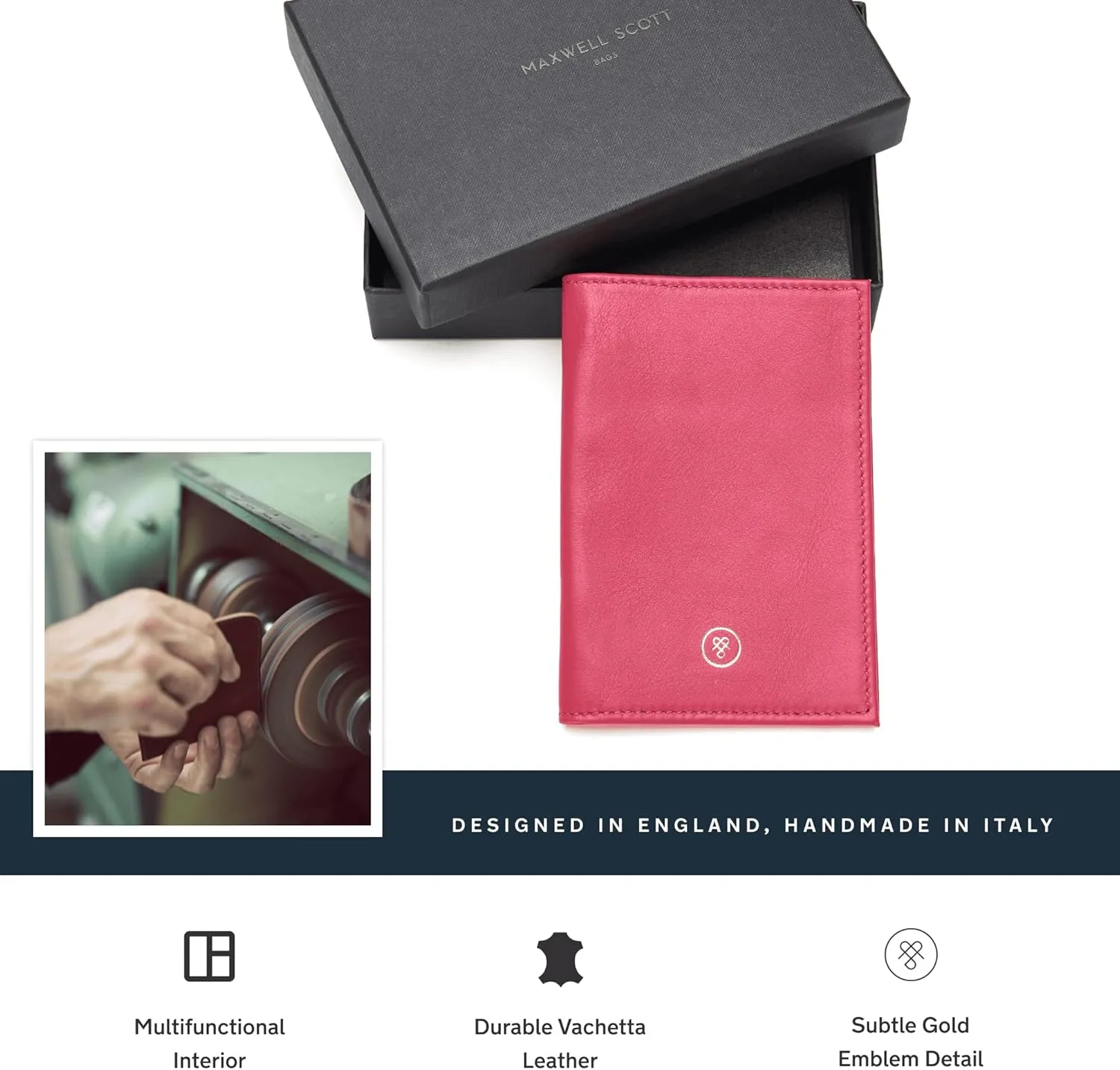 Maxwell Scott - Luxury Leather Passport Holder Cover for Luxury Travel - Handmade from Italian Full Grain Hides - The Prato