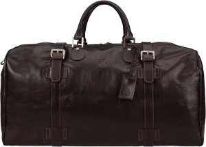Maxwell Scott - Mens Leather Extra Large Travel Duffle Bag for Luxury Travel - Handmade in Italy - The FleroEL Dark Brown