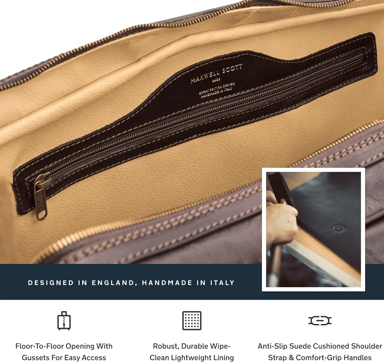 Maxwell Scott - Mens Leather Extra Large Travel Duffle Bag for Luxury Travel - Handmade in Italy - The FleroEL Dark Brown