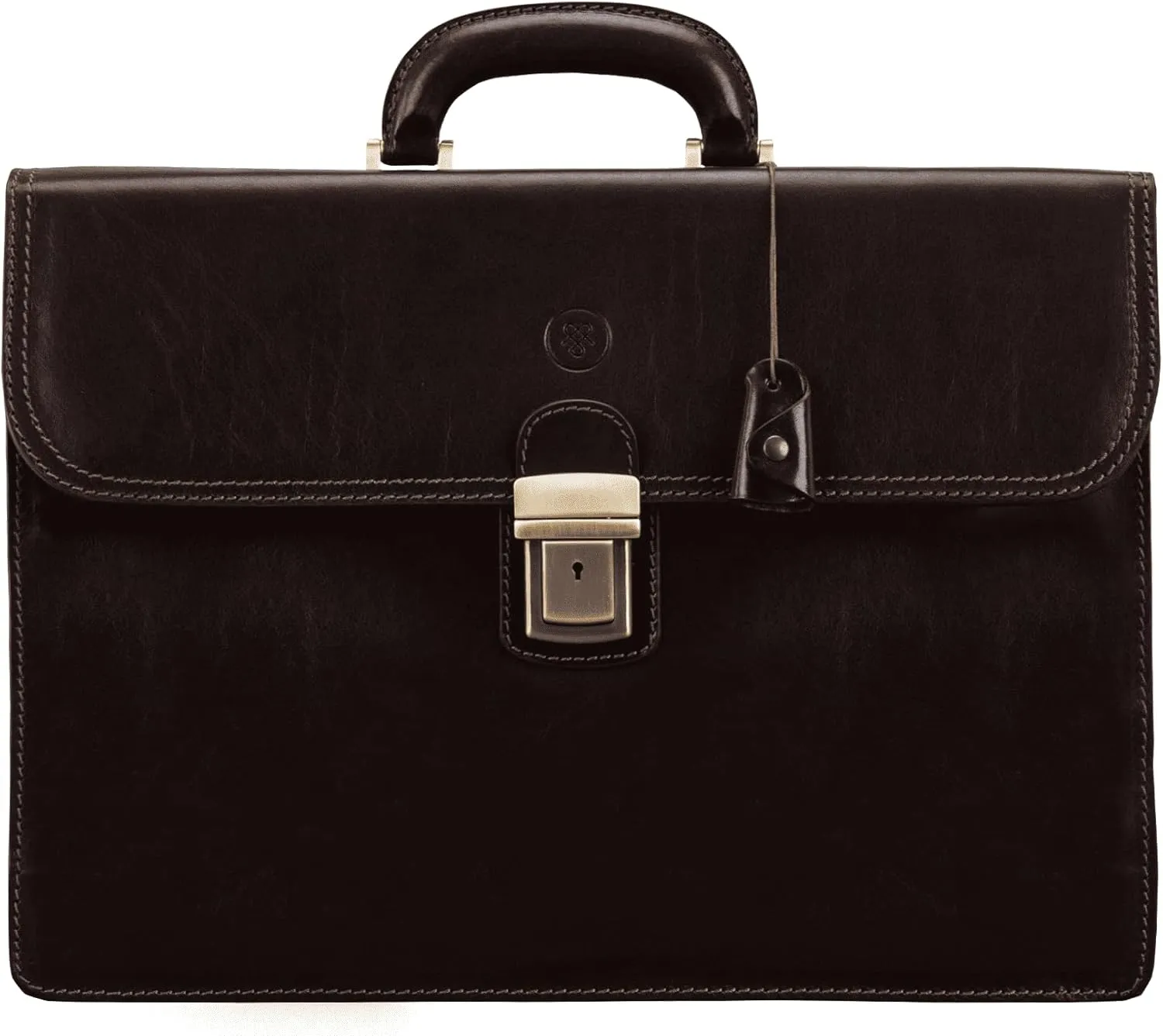 Maxwell Scott - Mens Luxury Full Grain Leather Classic Work Briefcase with Shoulder Strap - 3 Section - The Paolo3