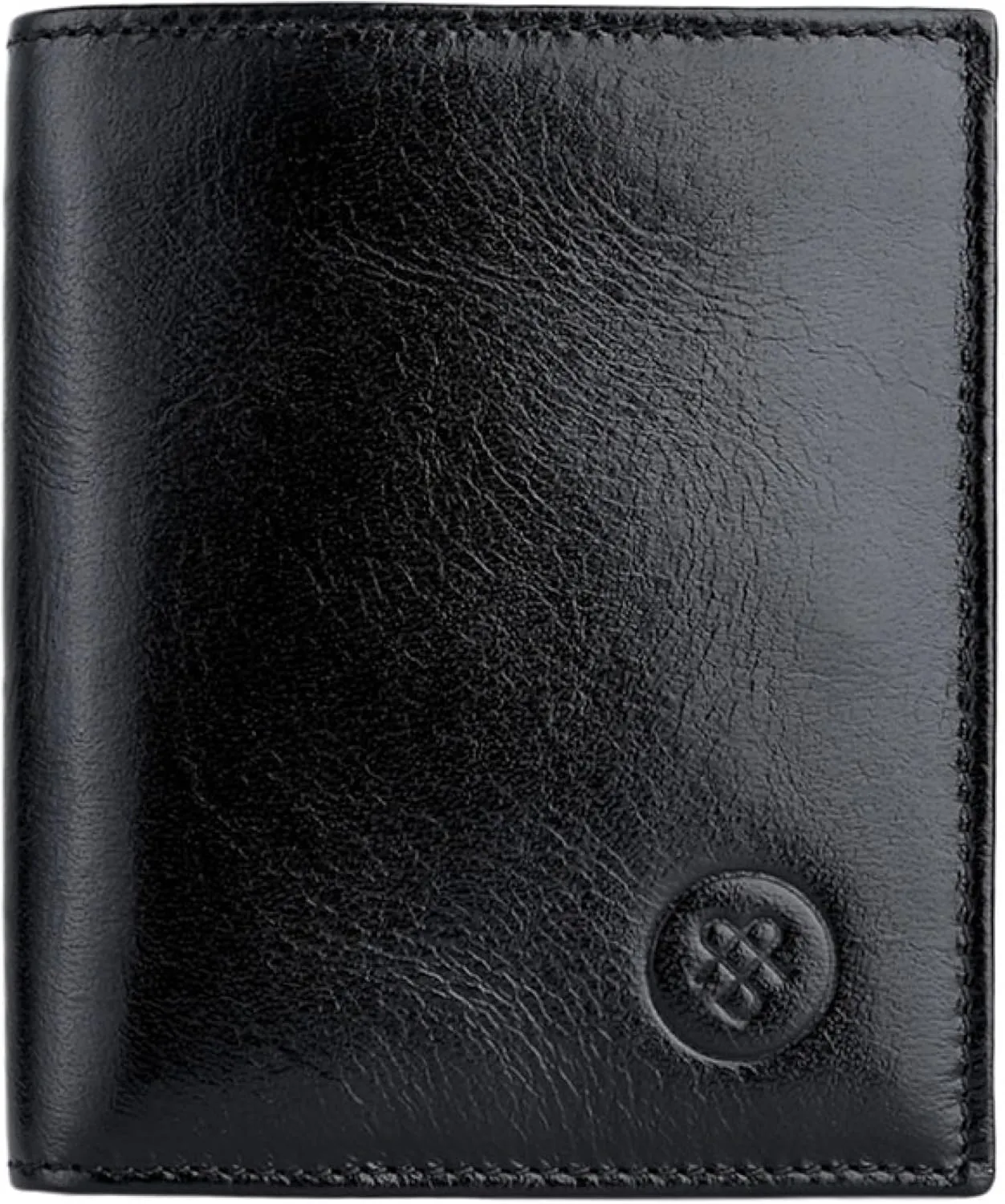 Maxwell Scott - Mens Luxury Italian Leather Bifold Card Wallet with Coin Pocket Pouch - Handmade in Italy - The Rocca Black