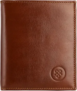 Maxwell Scott - Mens Luxury Leather Bifold Card Wallet with Coin Pocket Pouch - Made in Italy - The Rocca Chestnut Tan