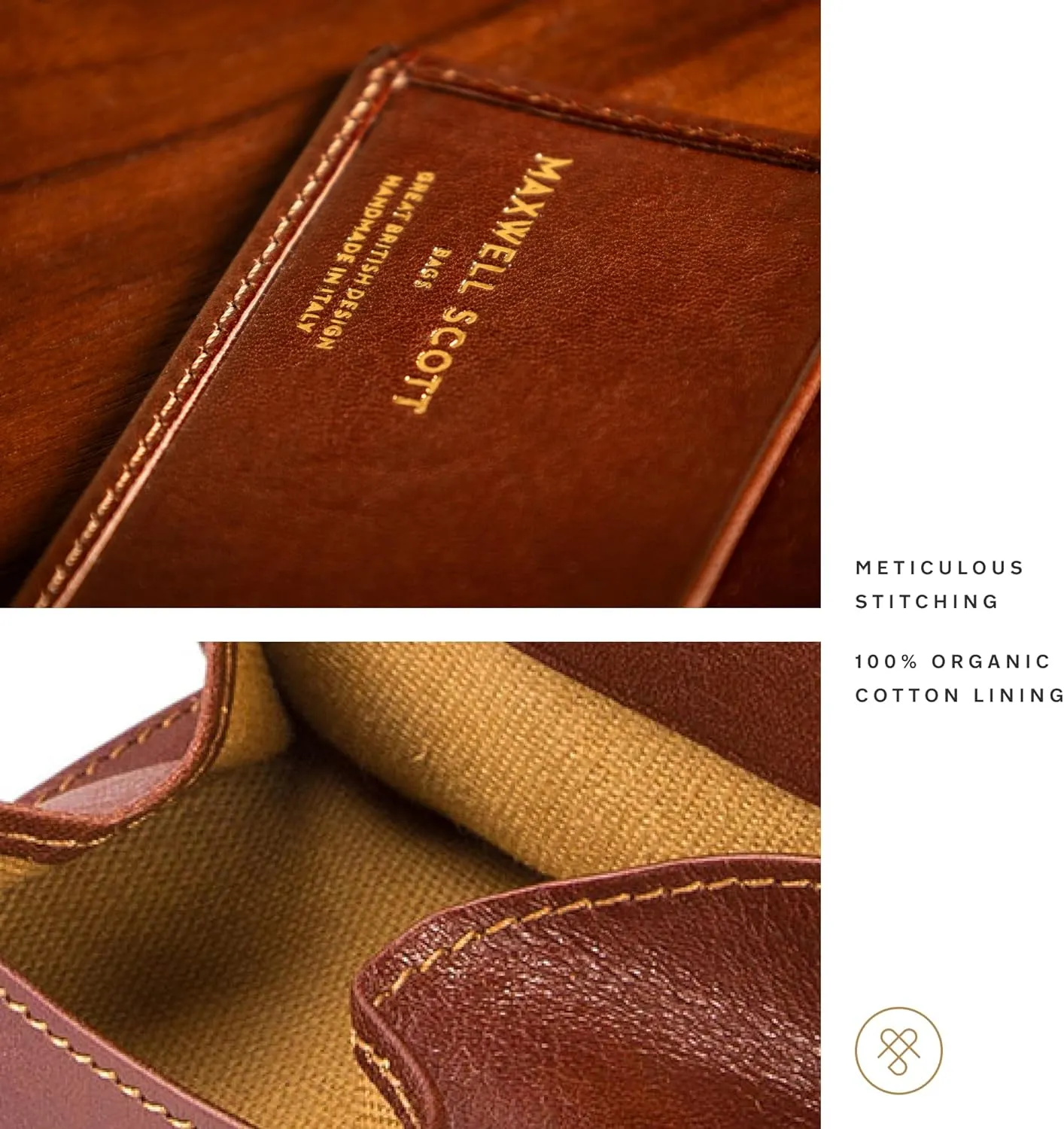 Maxwell Scott - Mens Luxury Leather Bifold Card Wallet with Coin Pocket Pouch - Made in Italy - The Rocca Chestnut Tan