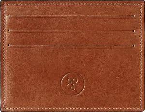 Maxwell Scott - Mens Luxury Leather Card Holder with ID Window - Handmade from Full Grain Hides - The Alba Chestnut Tan