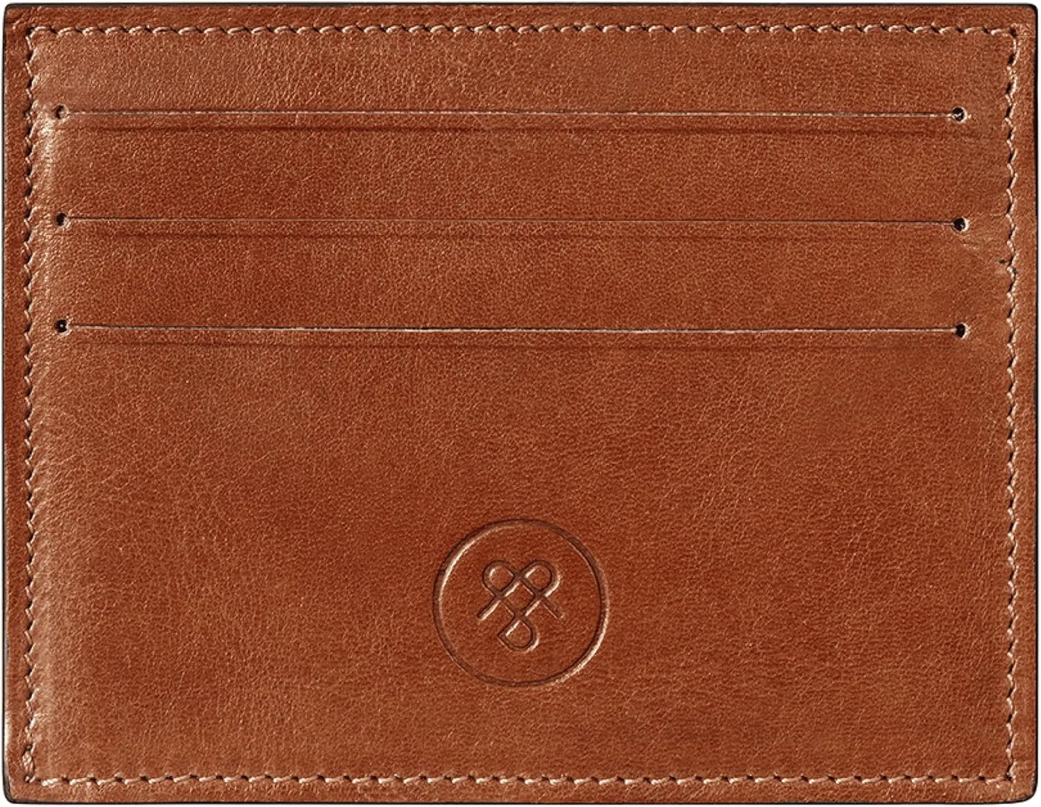 Maxwell Scott - Mens Luxury Leather Card Holder with ID Window - Handmade from Full Grain Hides - The Alba Chestnut Tan