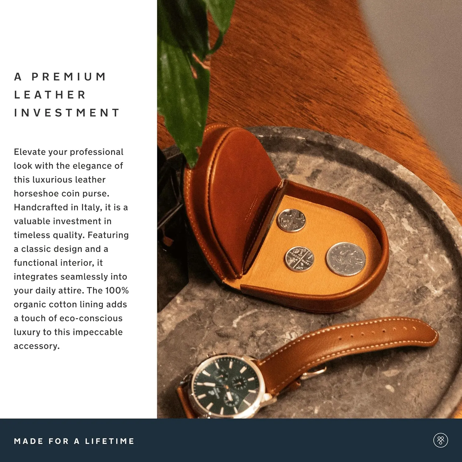 Maxwell Scott - Mens Luxury Leather Horseshoe Coin Pouch Wallet Purse - Made from Full Grain Hides - The Savino Dark Brown