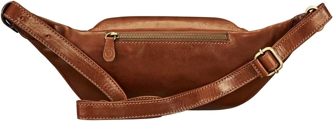 Maxwell Scott - Mens Womens Luxury Leather Fanny Pack Belt Bag - Handmade from Full Grain Hides - The Centolla Chestnut Tan