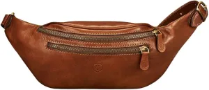 Maxwell Scott - Mens Womens Luxury Leather Fanny Pack Belt Bag - Handmade from Full Grain Hides - The Centolla Chestnut Tan