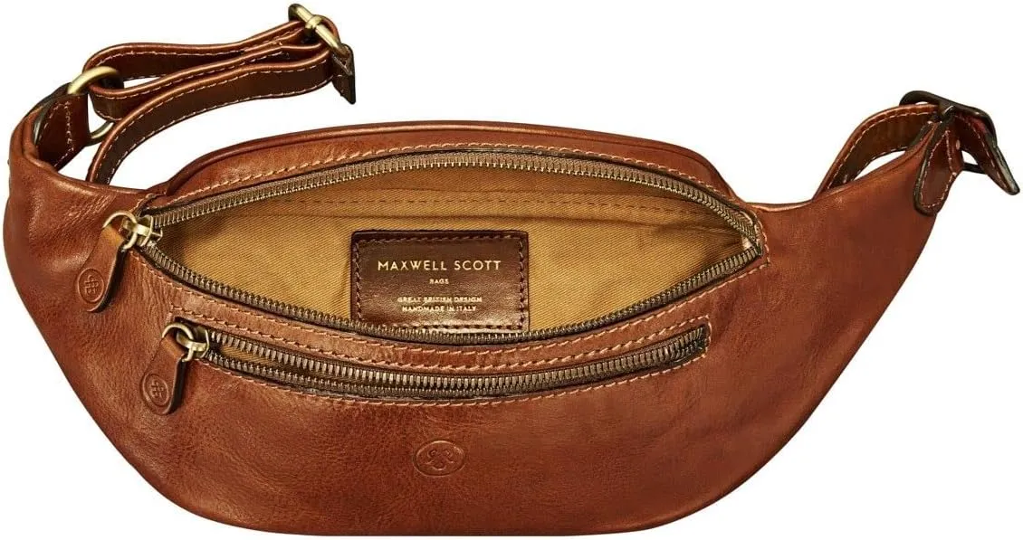 Maxwell Scott - Mens Womens Luxury Leather Fanny Pack Belt Bag - Handmade from Full Grain Hides - The Centolla Chestnut Tan