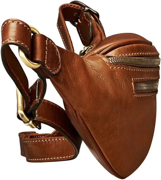 Maxwell Scott - Mens Womens Luxury Leather Fanny Pack Belt Bag - Handmade from Full Grain Hides - The Centolla Chestnut Tan